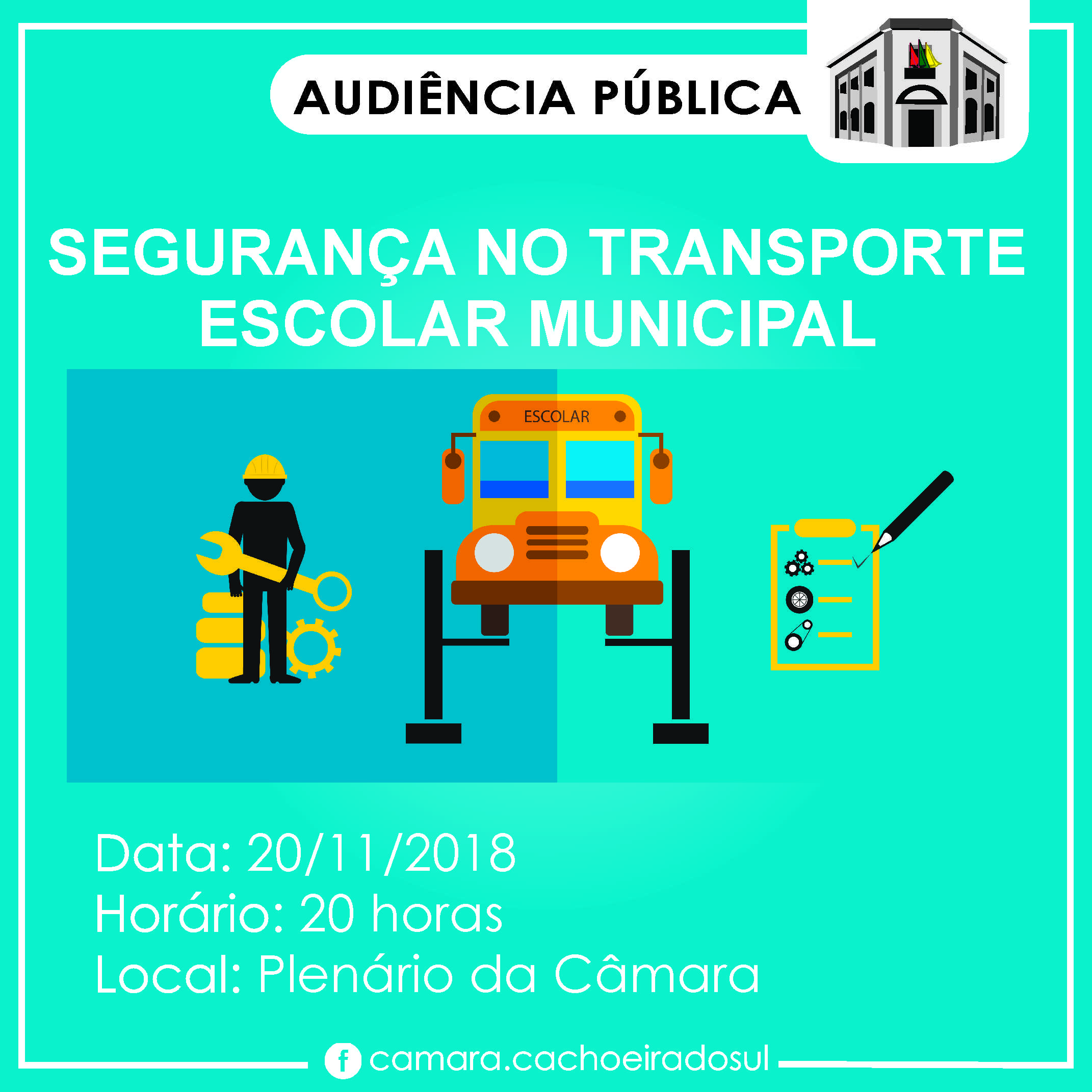 Audiência pública vai discutir o transporte escolar municipal.