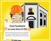 Câmara fará ponto facultativo na sexta para obras no prédio.