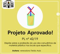 Aprovado PL que proíbe fornecimento de canudos plásticos em estabelecimentos comerciais