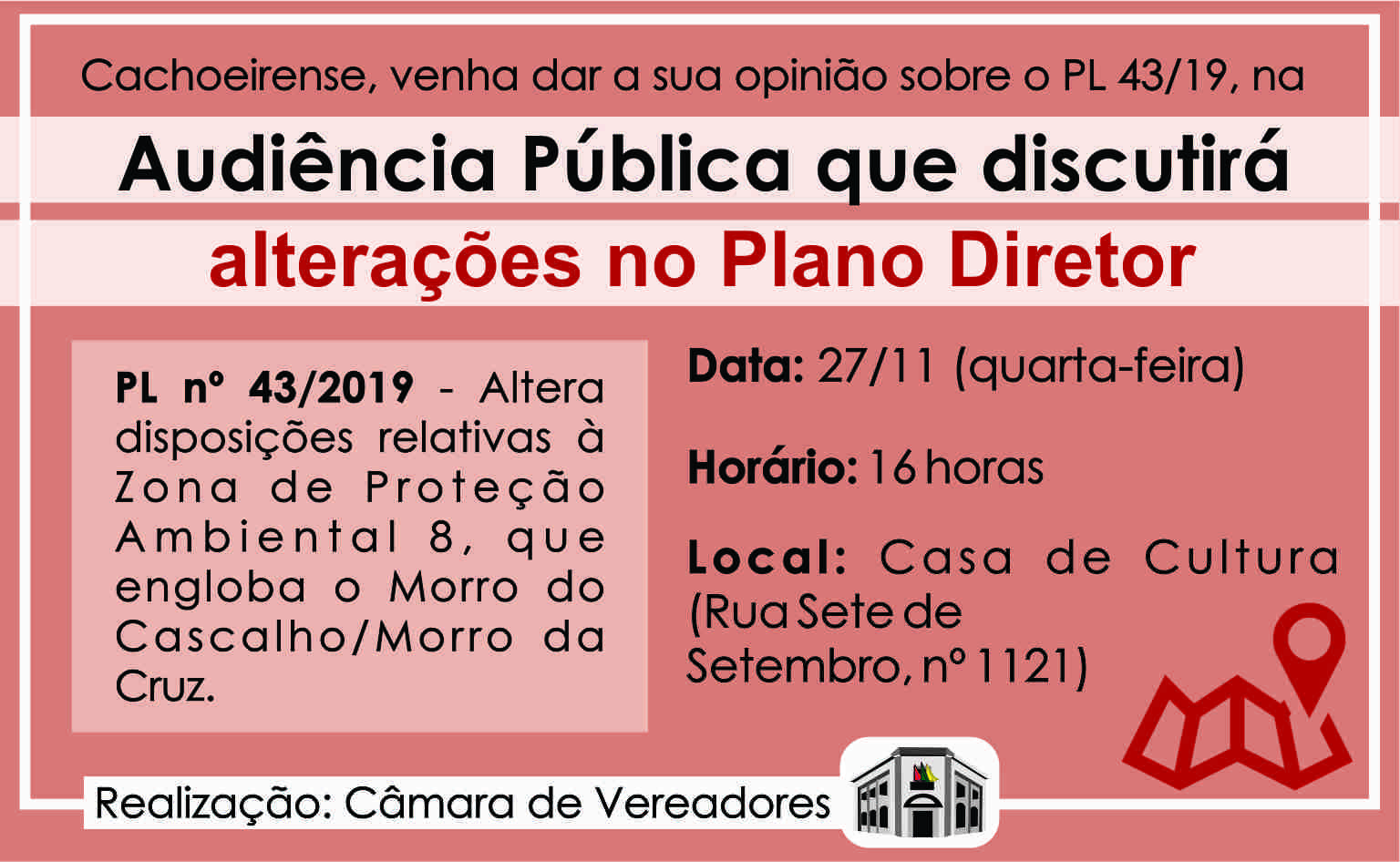 Câmara fará audiência pública sobre alterações no Plano Diretor na área do Morro do Cascalho