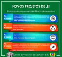 Novos projetos em tramitação - protocolados na semana de 8 a 14 de dezembro de 2019