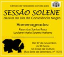 Sessão solene alusiva à Consciência Negra será nesta quarta