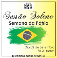 Sessão Solene da Semana da Pátria é nesta segunda-feira