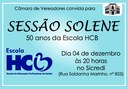 Sessão solene para os 50 anos da Escola HCB será amanhã