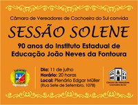 Sessão Solene para os 90 anos do Instituto de Educação João Neves da Fontoura