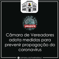 Câmara de Vereadores adota medidas para prevenir propagação do coronavírus