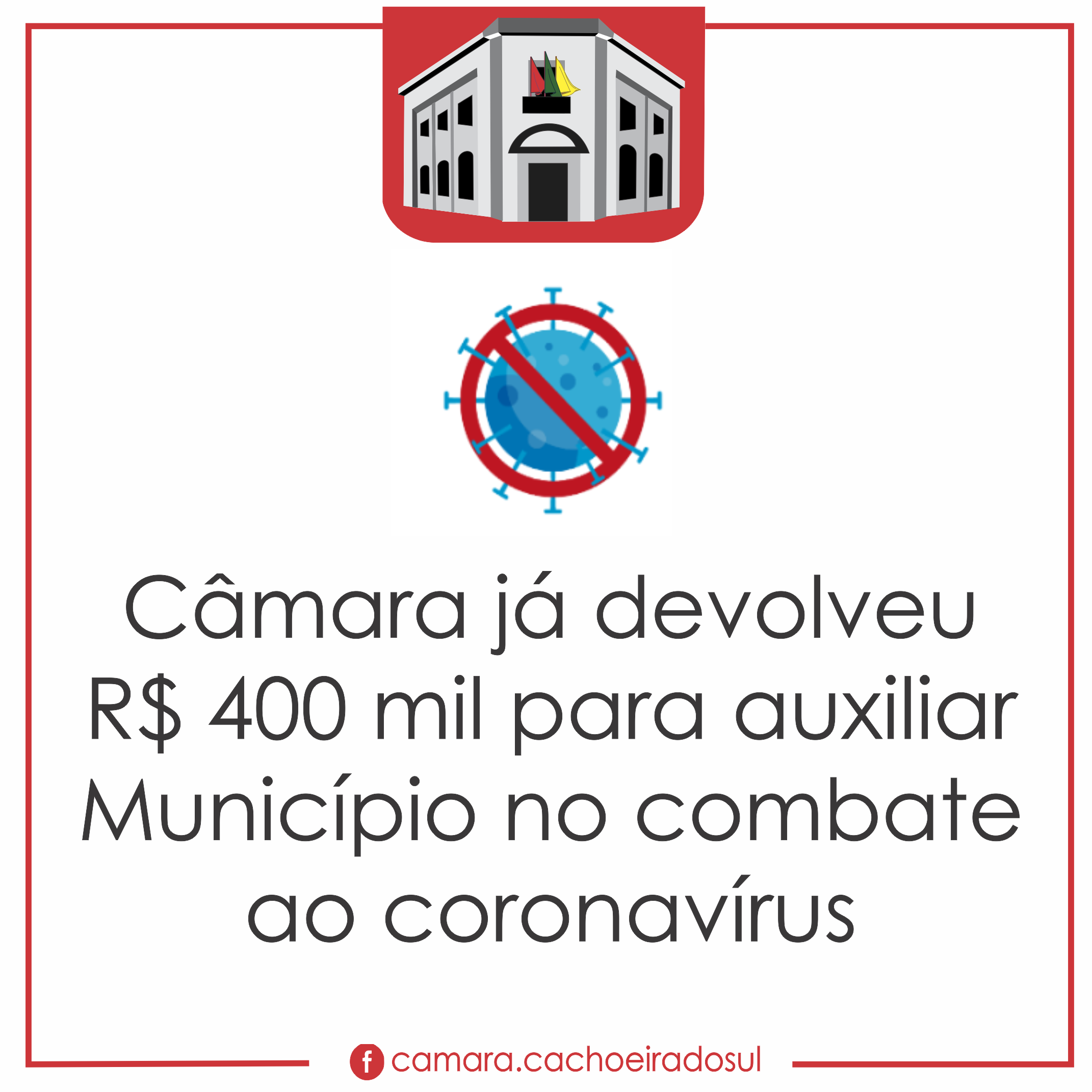 Câmara já devolveu R$ 400 mil para auxiliar Município no combate ao coronavírus