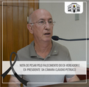 Nota de pesar pelo falecimento do ex-vereador e ex-presidente da Câmara de Vereadores Cláudio Petrucci