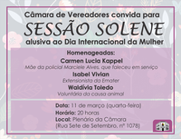 Sessão Solene do Dia Internacional da Mulher será amanhã