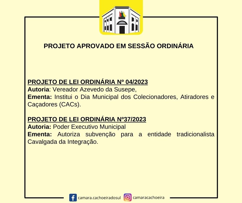 Câmara aprova dois Projetos de Lei