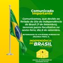 Câmara e Prefeitura terão ponto facultativo na sexta-feira, 8 de setembro