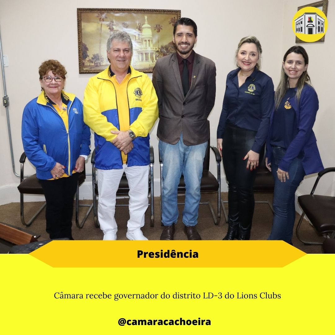 Câmara recebe governador do distrito LD-3 do Lions Clubs