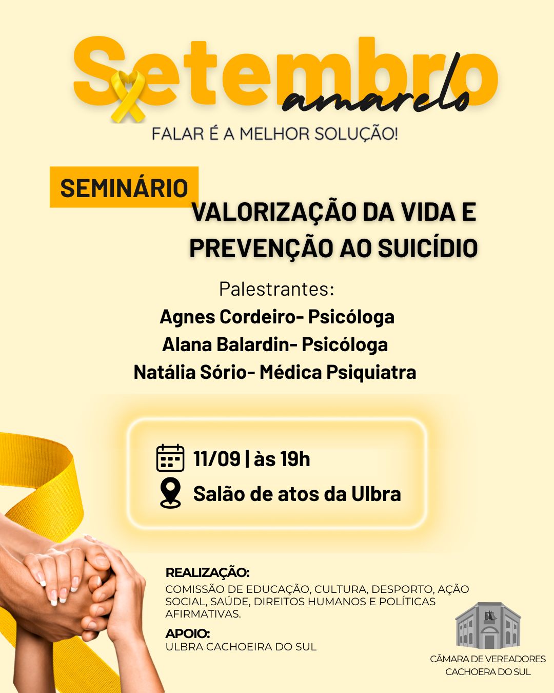 Câmara realiza seminário Valorização da Vida e Prevenção ao Suicídio na Ulbra