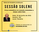 Legislativo entrega título de cidadão honorário a Roque Etges