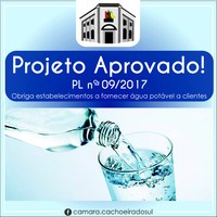 Aprovado PL que obriga estabelecimentos a fornecer água potável a clientes