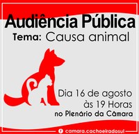 Audiência pública sobre causa animal é amanhã