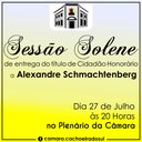 Empresário Alexandre Schmachtenberg receberá Título de Cidadão Honorário amanhã