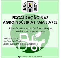 Fiscalização nas agroindústrias familiares: comissão se reúne nesta quarta