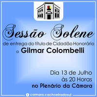 Gilmar Colombelli receberá título cidadão honorário de Cachoeira do Sul