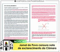 Jornal do Povo censura nota de esclarecimento da Câmara