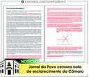 Jornal do Povo censura nota de esclarecimento da Câmara
