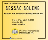 Legislativo homenageia 70 anos da Paróquia São José