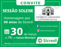 Legislativo comemora 40 anos do Sicredi hoje à noite 