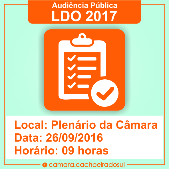 Câmara fará audiência pública sobre LDO 2017