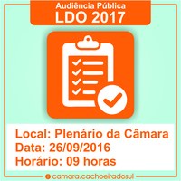 Câmara fará audiência pública sobre LDO 2017