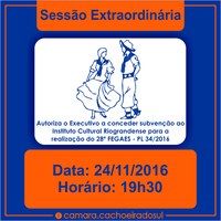 Câmara realizará sessão extraordinária nesta quinta
