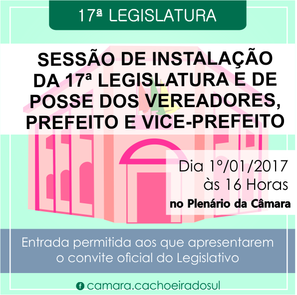 Posse dos vereadores, prefeito e vice-prefeito será no domingo