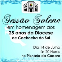 Sessão solene vai homenagear Diocese de Cachoeira do Sul