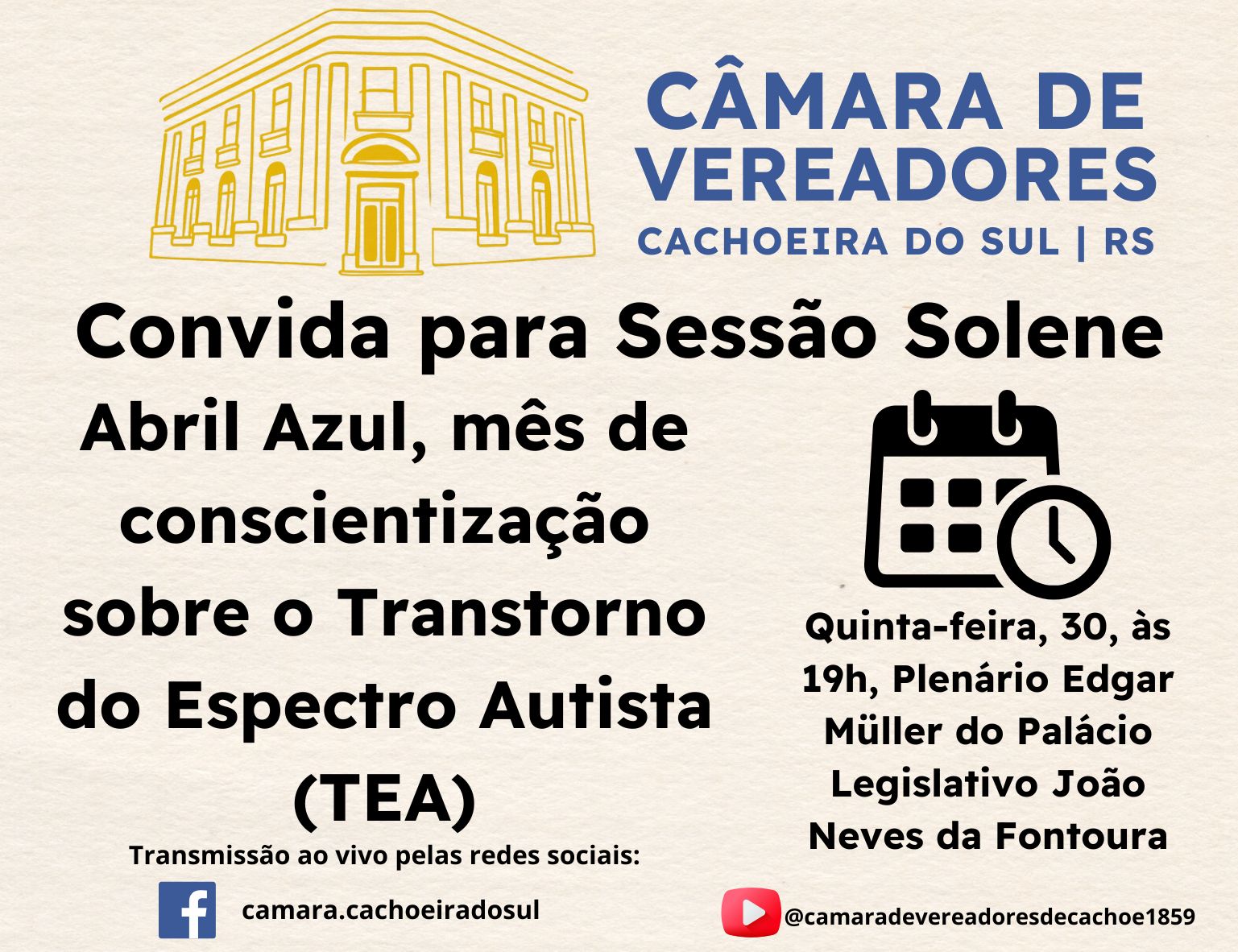Sessão Solene alusiva à conscientização sobre o autismo ocorre amanhã
